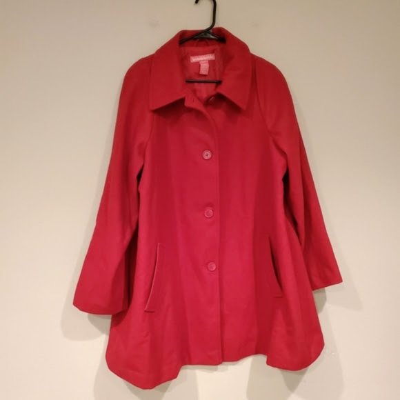 Woman Within Jackets & Coats Woman Within Red Wool Blend Coat